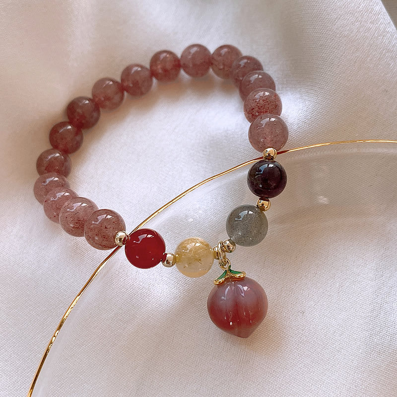 Strawberry Quartz Peach Stretch Bracelet