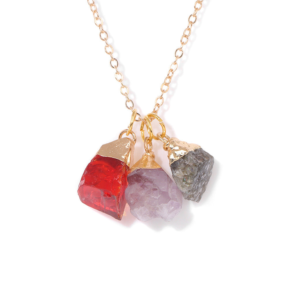 Gravel Crystal Color Necklace Girls' Clavicle Chain