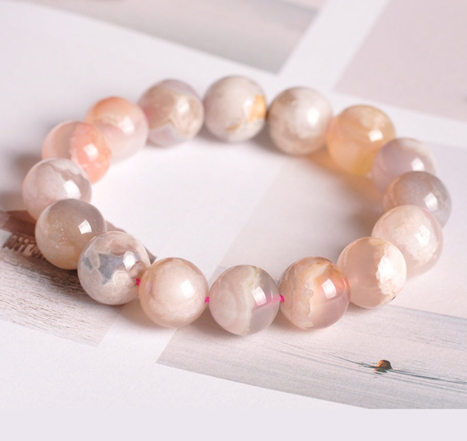 Cherry blossom agate stretch bracelet