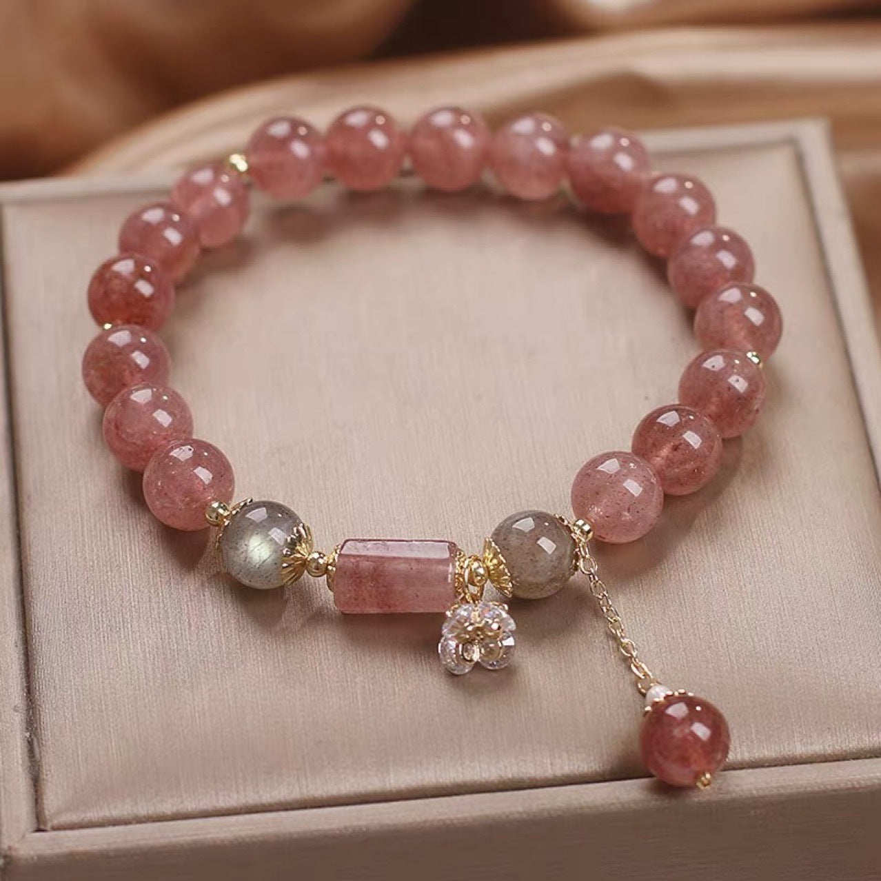 Natural Strawberry Crystal Stretch Bracelet