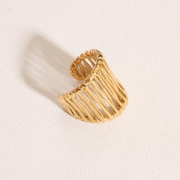 Women's Gold Cross Woven Ring