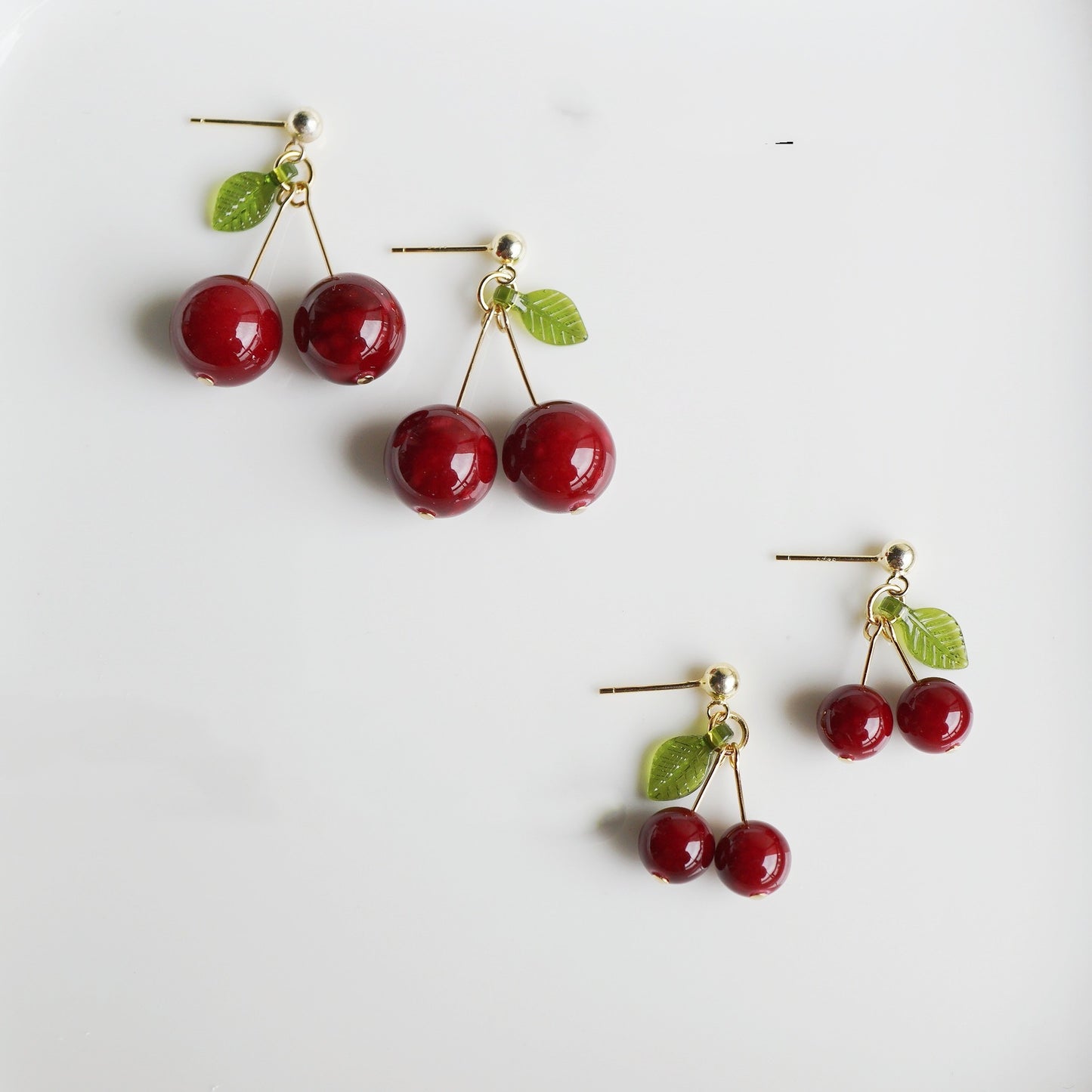 Dark Red Cherry Women's Sterling Silver Stud Earrings