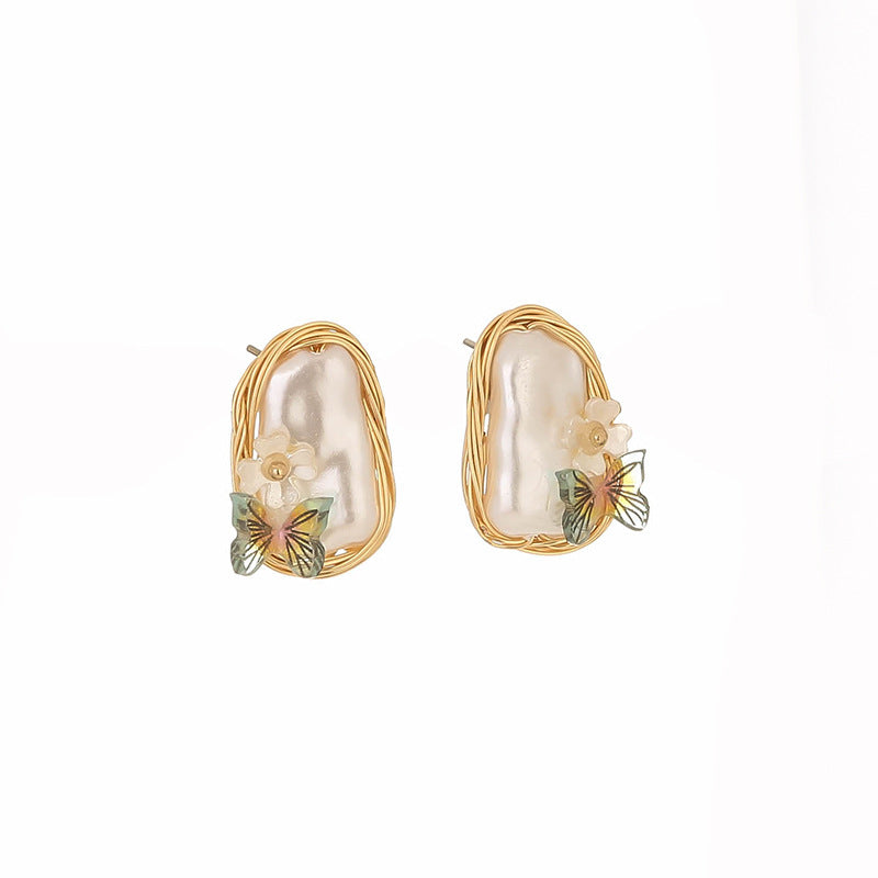 French Hand-wound Retro Exquisite Zircon Earrings