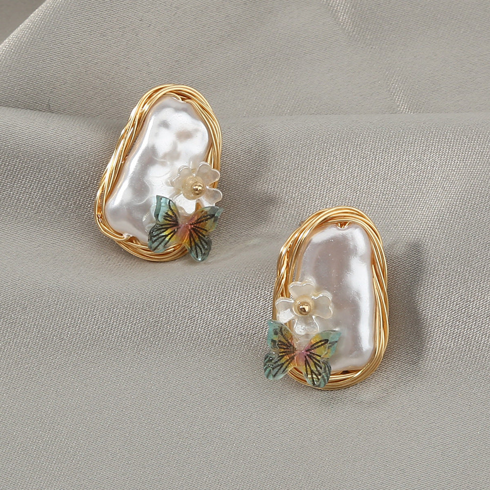 French Hand-wound Retro Exquisite Zircon Earrings