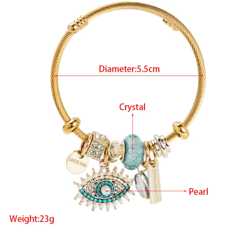 Devil's Eye Crystal Pendant Gold-plated Fashion Bracelet