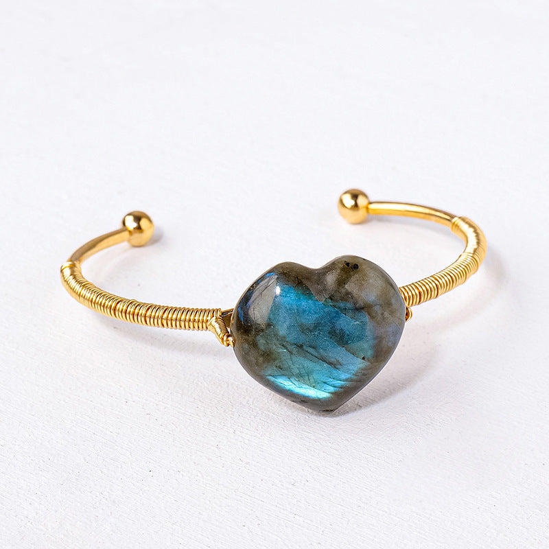 Blue Light Labradorite Love Hand-woven Moonstone Women's Bracelet