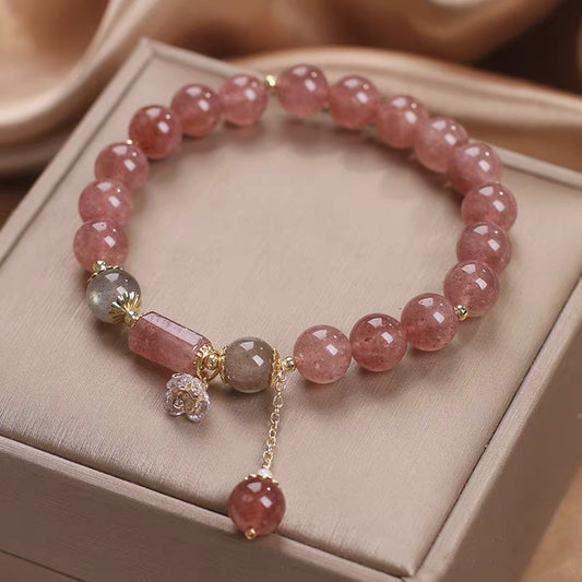 Natural Strawberry Crystal Stretch Bracelet