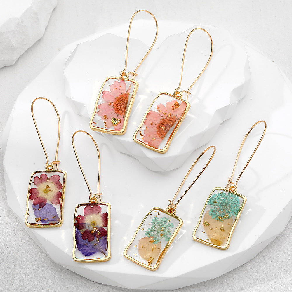 Colorful Enamel Plant Flower  Earrings