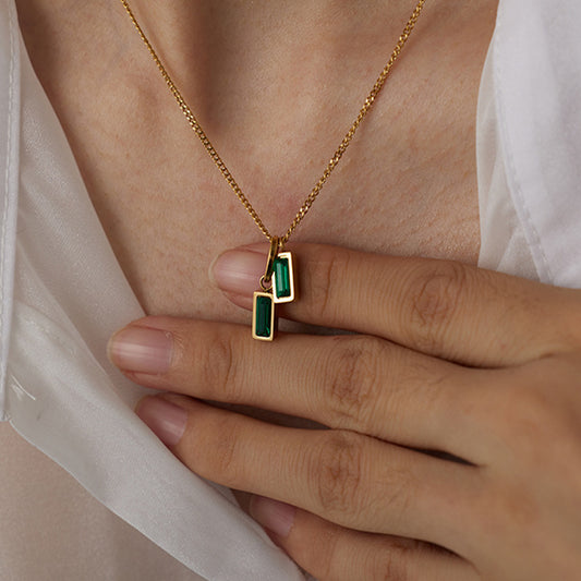 Women's Fashion Green Zircon Pendant Necklace