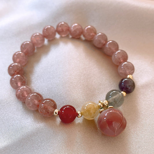 Strawberry Quartz Peach Stretch Bracelet