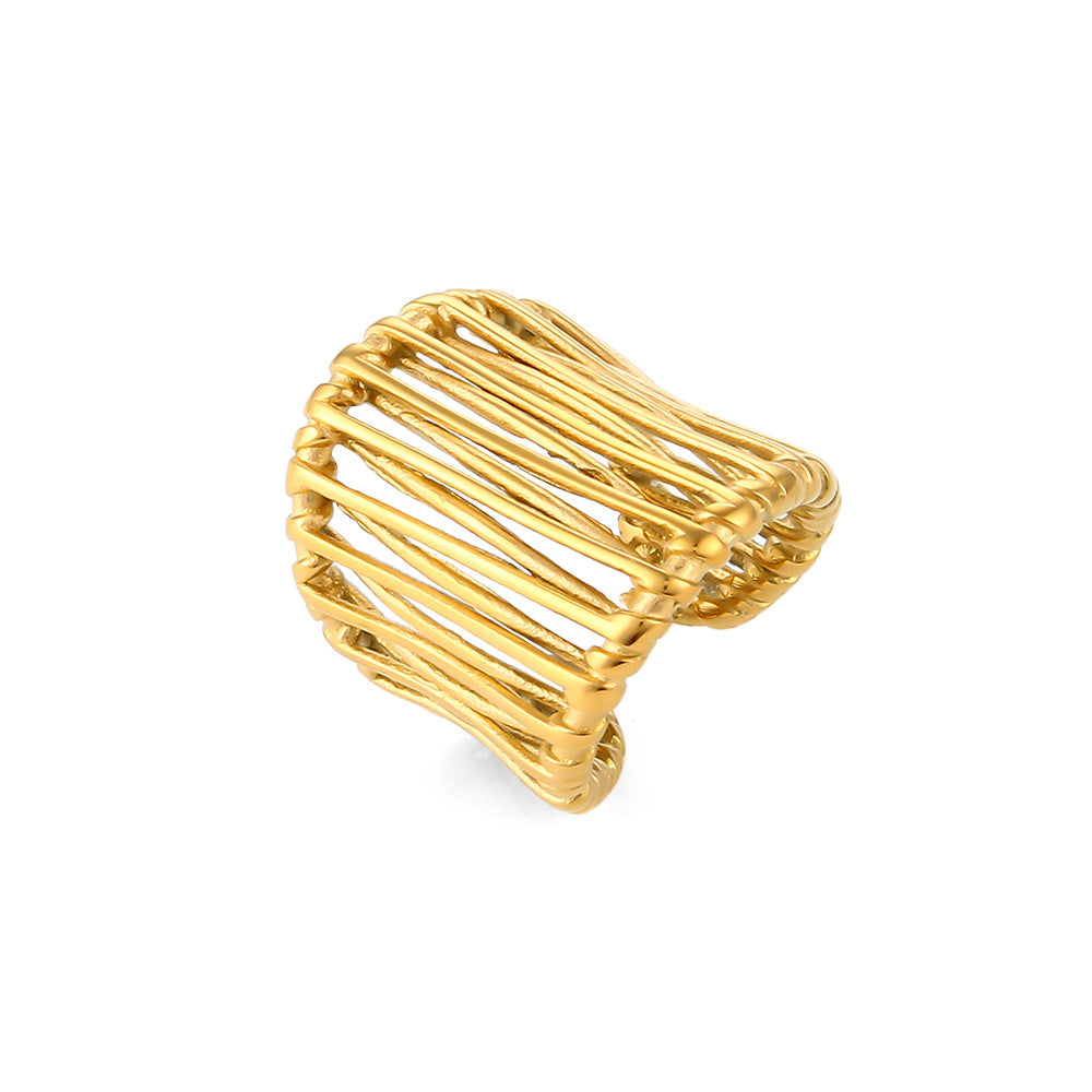 Women's Gold Cross Woven Ring