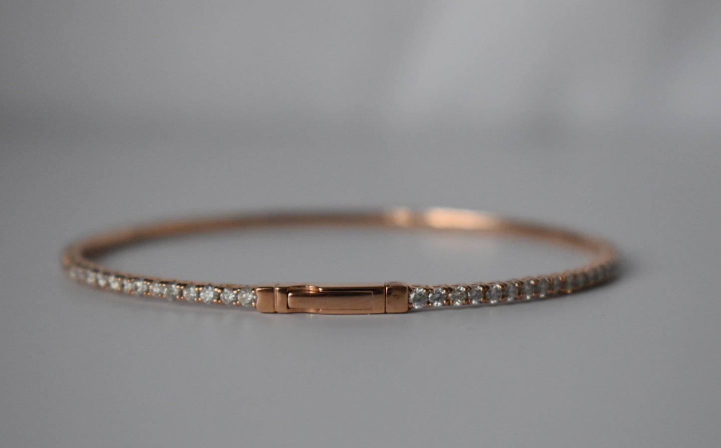 2 CTW Flexible Tennis Bangle Bracelet in 14K Rose Gold Closure