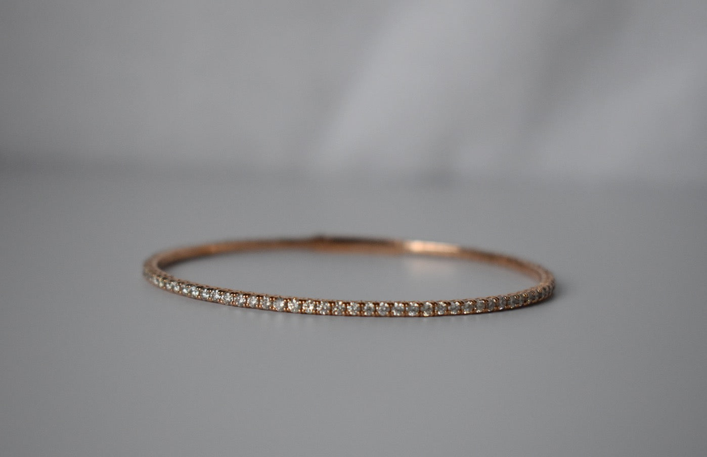 2 CTW Flexible Tennis Bangle Bracelet in 14K Rose Gold Close Up