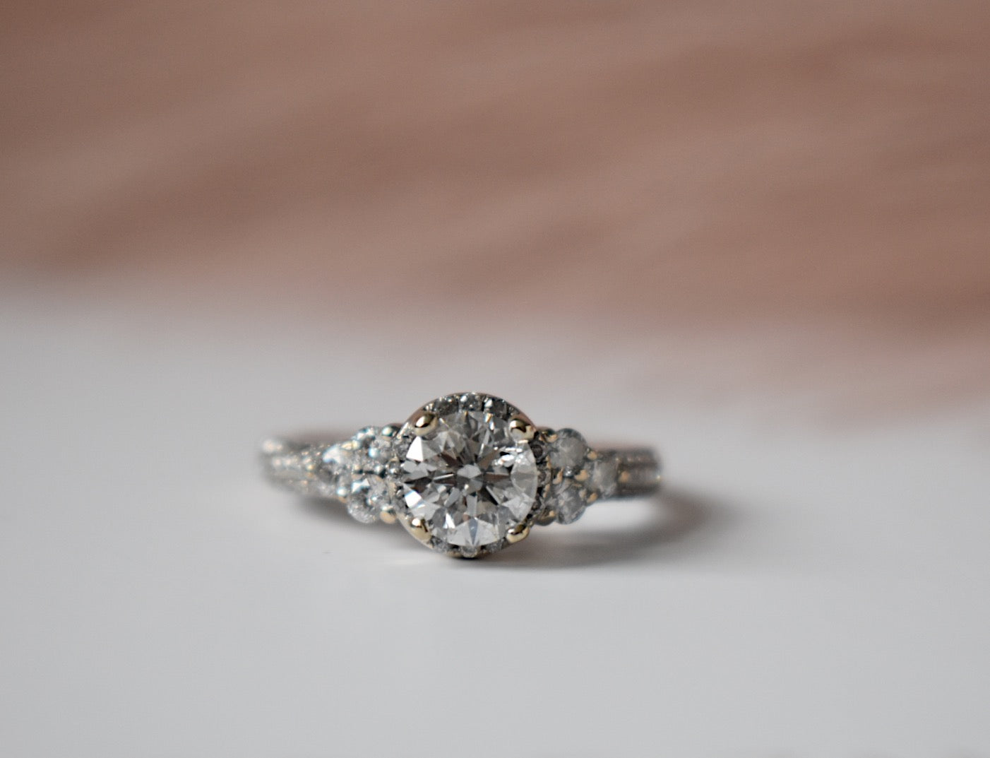 1.5 CTTW Natural  Diamond Hidden Halo Engagement Ring Close Up