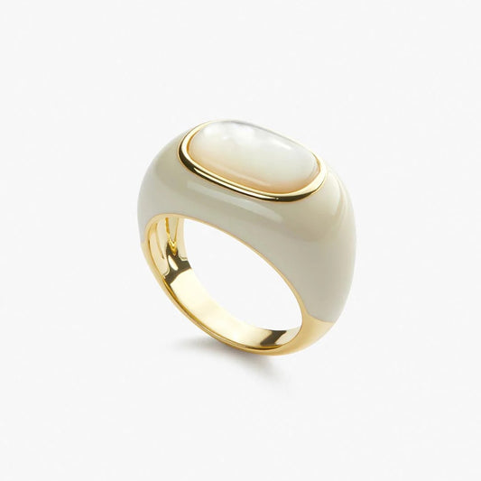 Advanced Copper  18K  Gold Plating Natural White Shell Ring