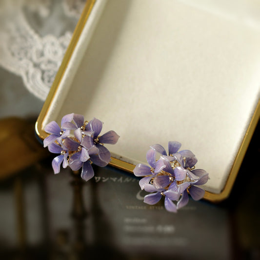 Purple Flower Shape Earrings