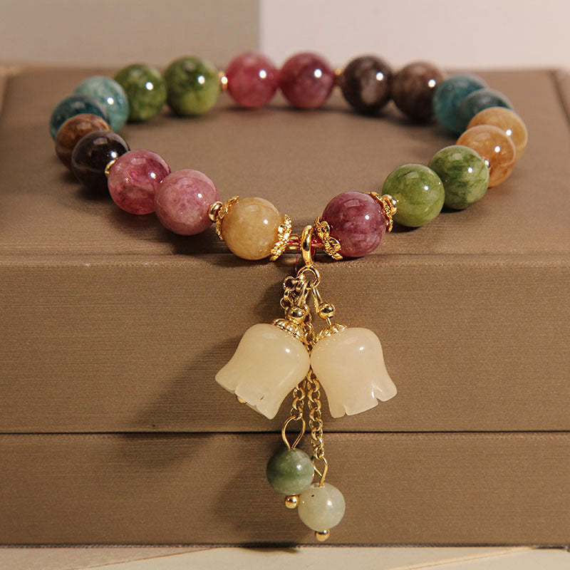 Natural Color Tourmaline Jade Summer Pendant Bracelet