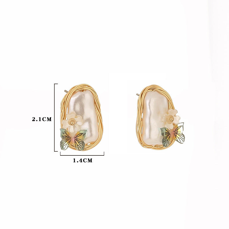 French Hand-wound Retro Exquisite Zircon Earrings