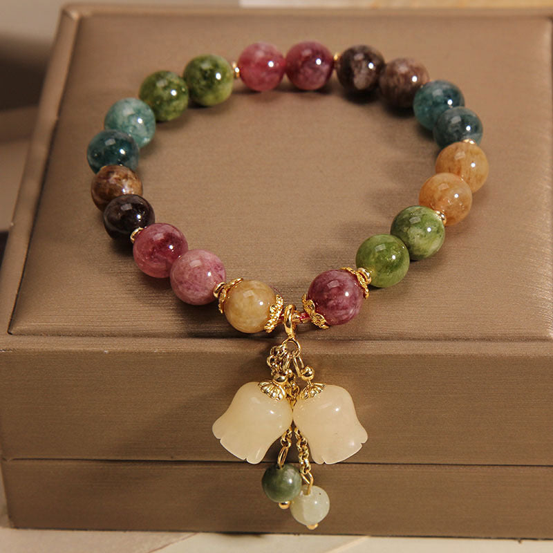 Natural Color Tourmaline Jade Summer Pendant Bracelet