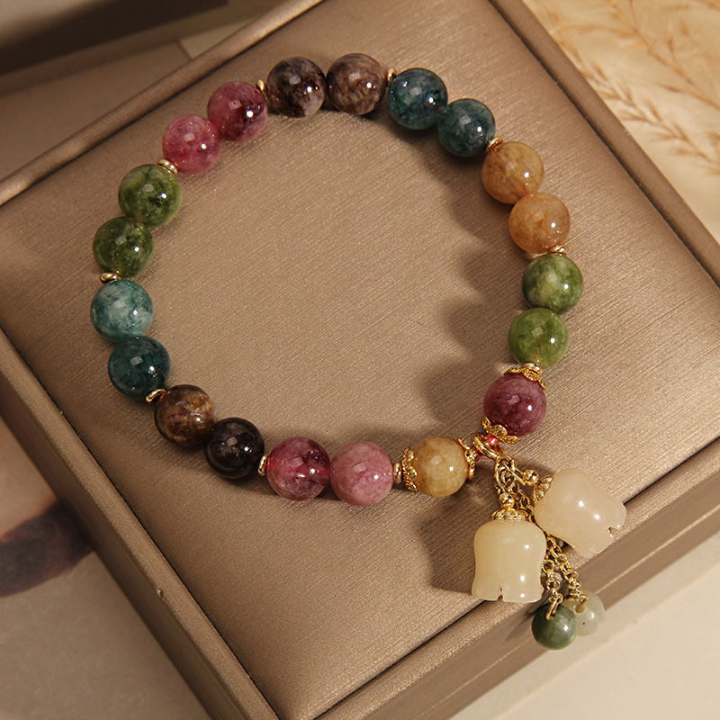 Natural Color Tourmaline Jade Summer Pendant Bracelet