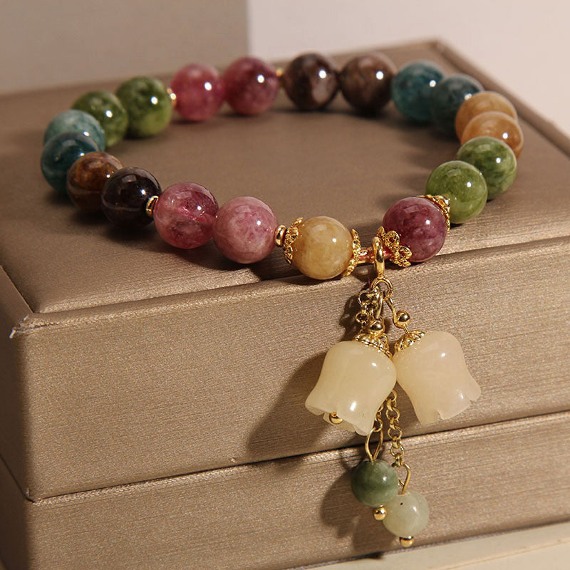 Natural Color Tourmaline Jade Summer Pendant Bracelet