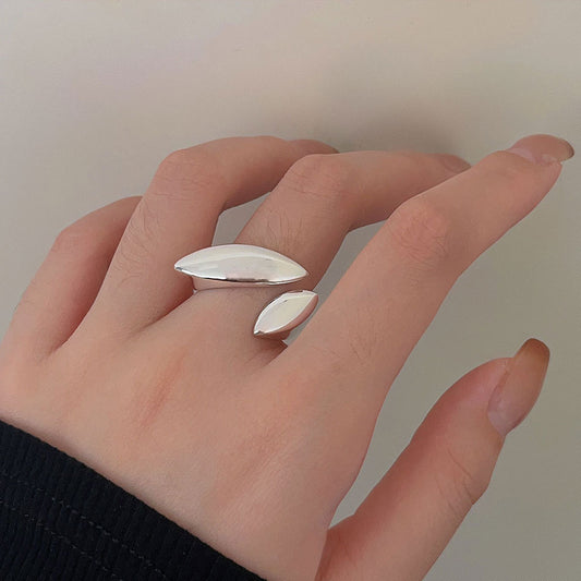 925 Sterling Silver Geometric Surface Simple Open Ring